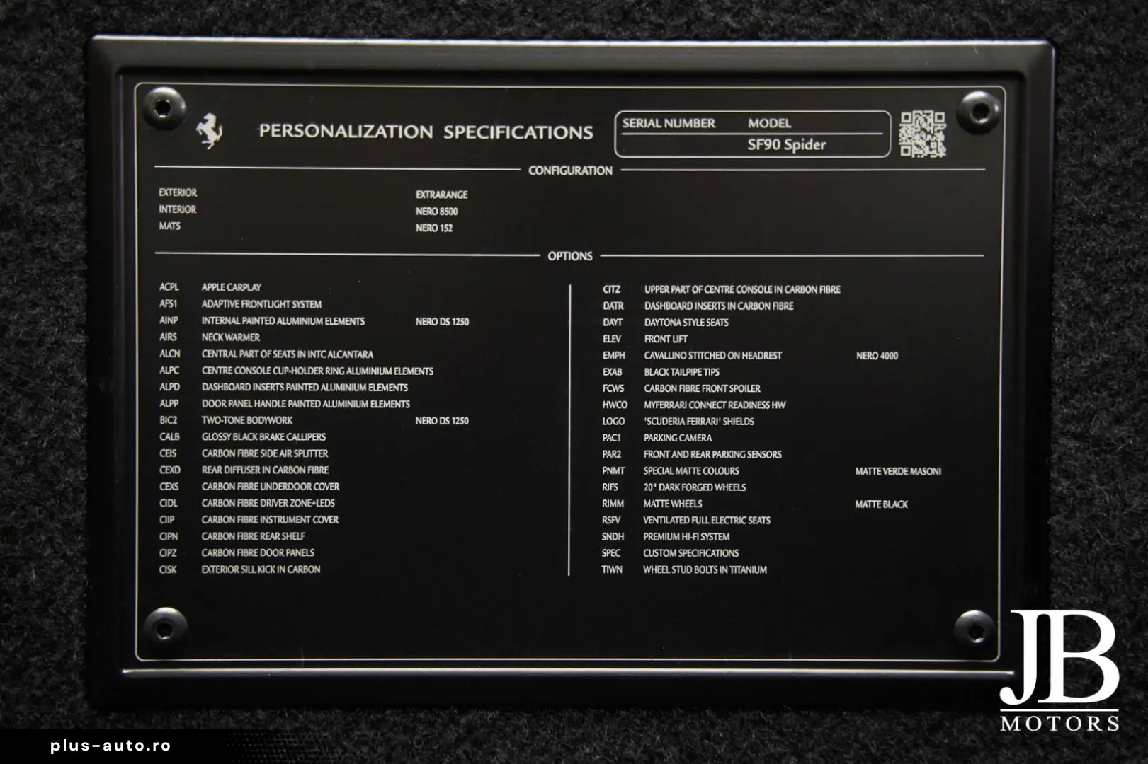 FERRARI SF90 Spider Carbon LIFT JBL CarPlay Verde Masoni