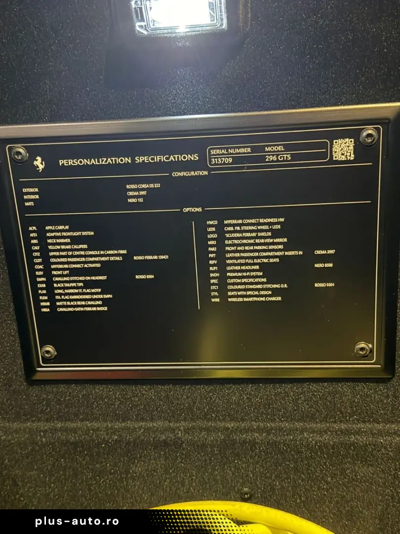FERRARI 296 GTS CABRIO LIFTING CARBON SITZBELÜFTUNG