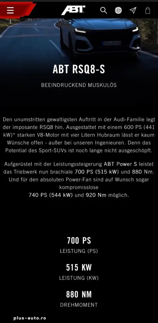 AUDI RS Q8 4.0 TFSi  ABT-POWER-S 700PS KERAMIK CARBON