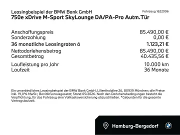 BMW 750e xDrive M-Sport SkyLounge DA PA-Pro Autm