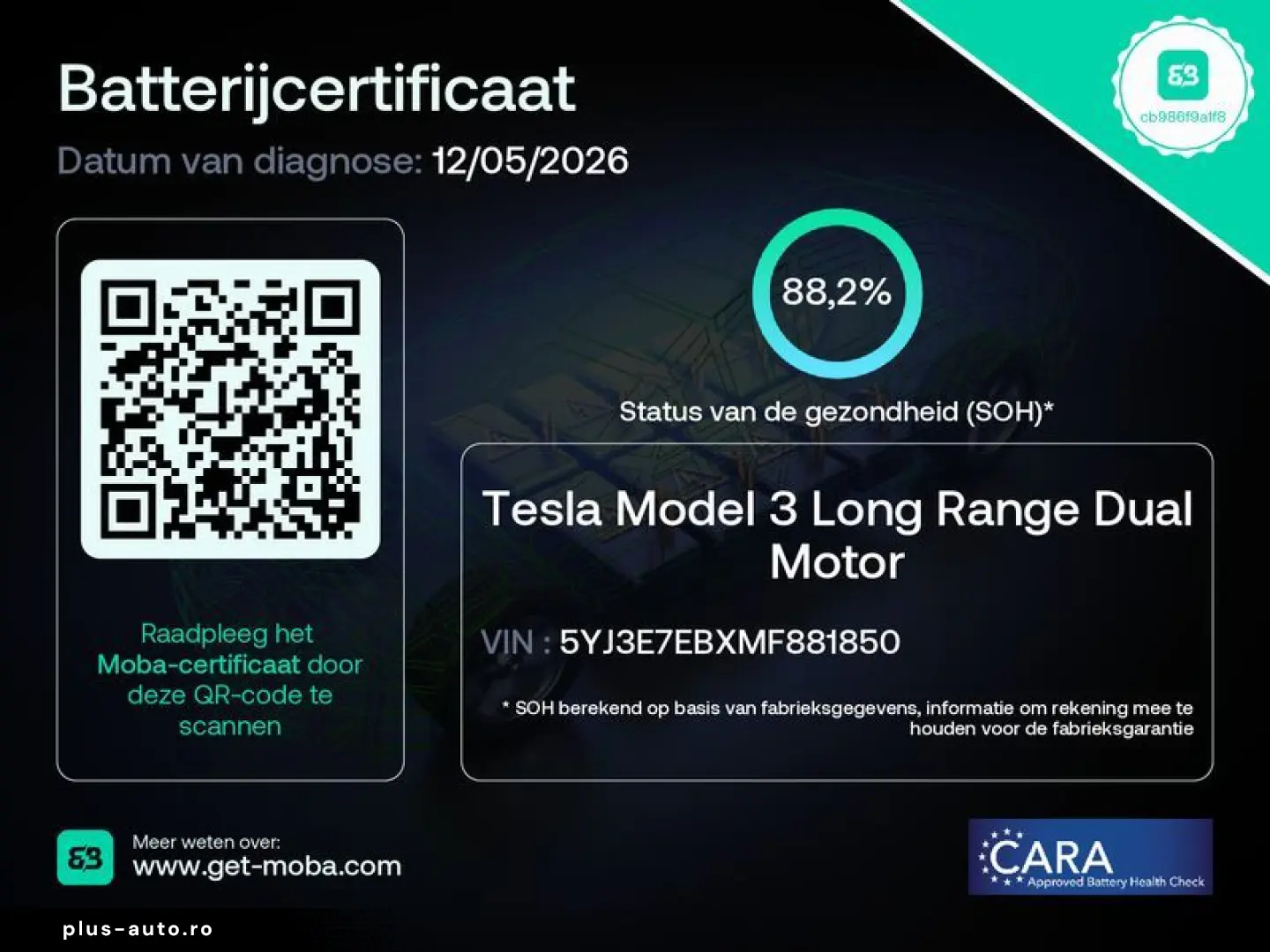 TESLA Model 3 Long-Range AWD 351pk 75 kWh 88.2% SoH FA