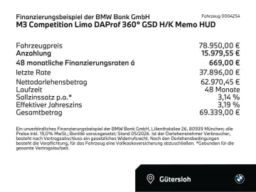 BMW M3 Competition Limo DAProf 360  GSD H K Memo