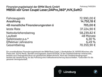 BMW M850i xDr Gran Coupé Laser DAPro 360  H K