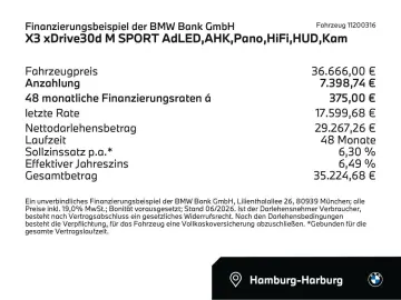 BMW X3 xDrive30d M SPORT AdLED AHK Pano HiFi HUD Kam