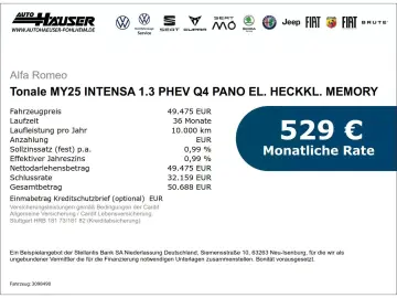 ALFA ROMEO Tonale MY25 INTENSA 1.3 PHEV Q4 PANO EL. HECKKL.