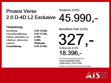 TOYOTA Proace Verso 2.0 D-4D L2 Exclusive StandHz Pano