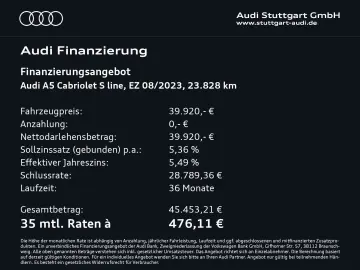 AUDI A5 Cabriolet 40 TFSI S line Keyless virtC Kamera