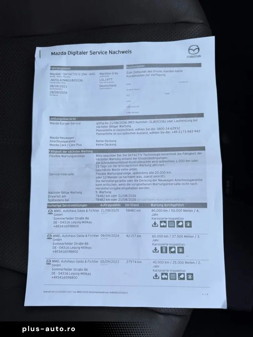 MAZDA 6 Lim. 2.5 Autom Sports-Line Plus nahe Vollausst