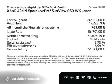 BMW X6 xD 40d M Sport LiveProf SurrView GSD H K HUD