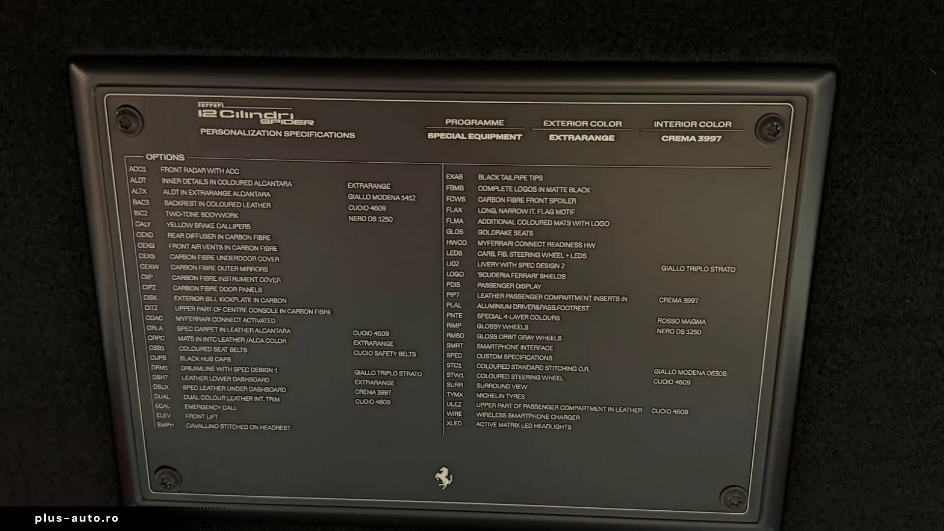 2026 FERRARI 12CILINDRI SPIDER LIFT CARBON PASSAGER DISPLAY