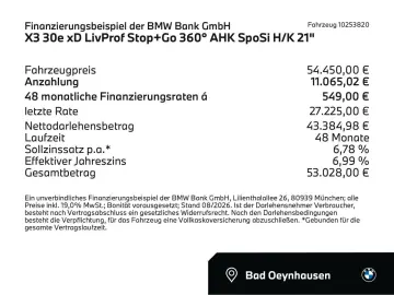 BMW X3 30e xD LivProf Stop Go 360  AHK SpoSi H