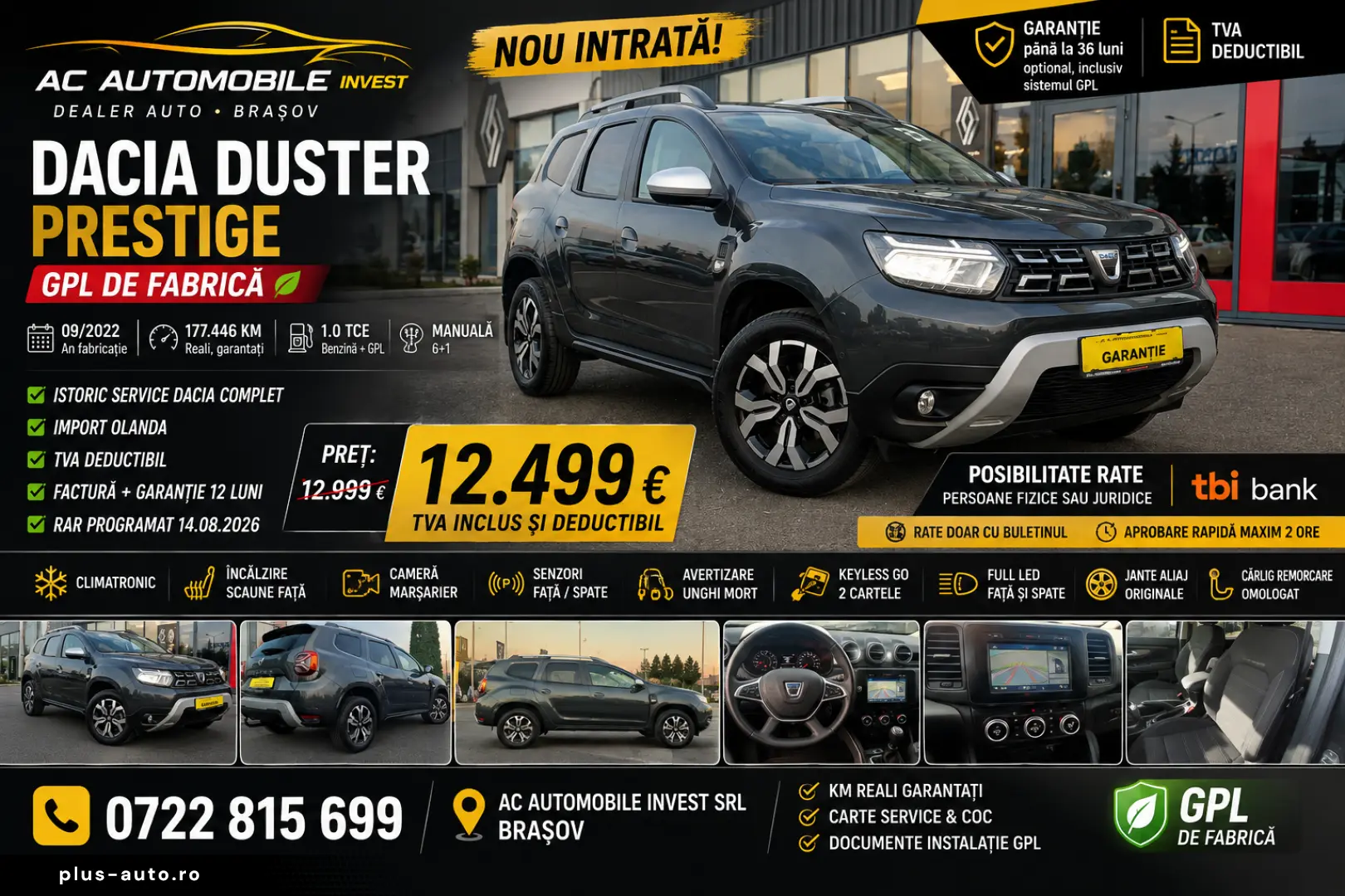 Dacia Duster GPL PRESTIGE 2022 RAR GARANȚIE