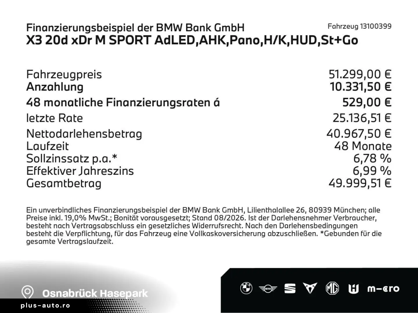 BMW X3 20d xDr M SPORT AdLED AHK Pano H K HUD St Go