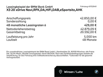 BMW X3 20 xDrive Navi RFK DA HiFi DAB eSportsitz AHK