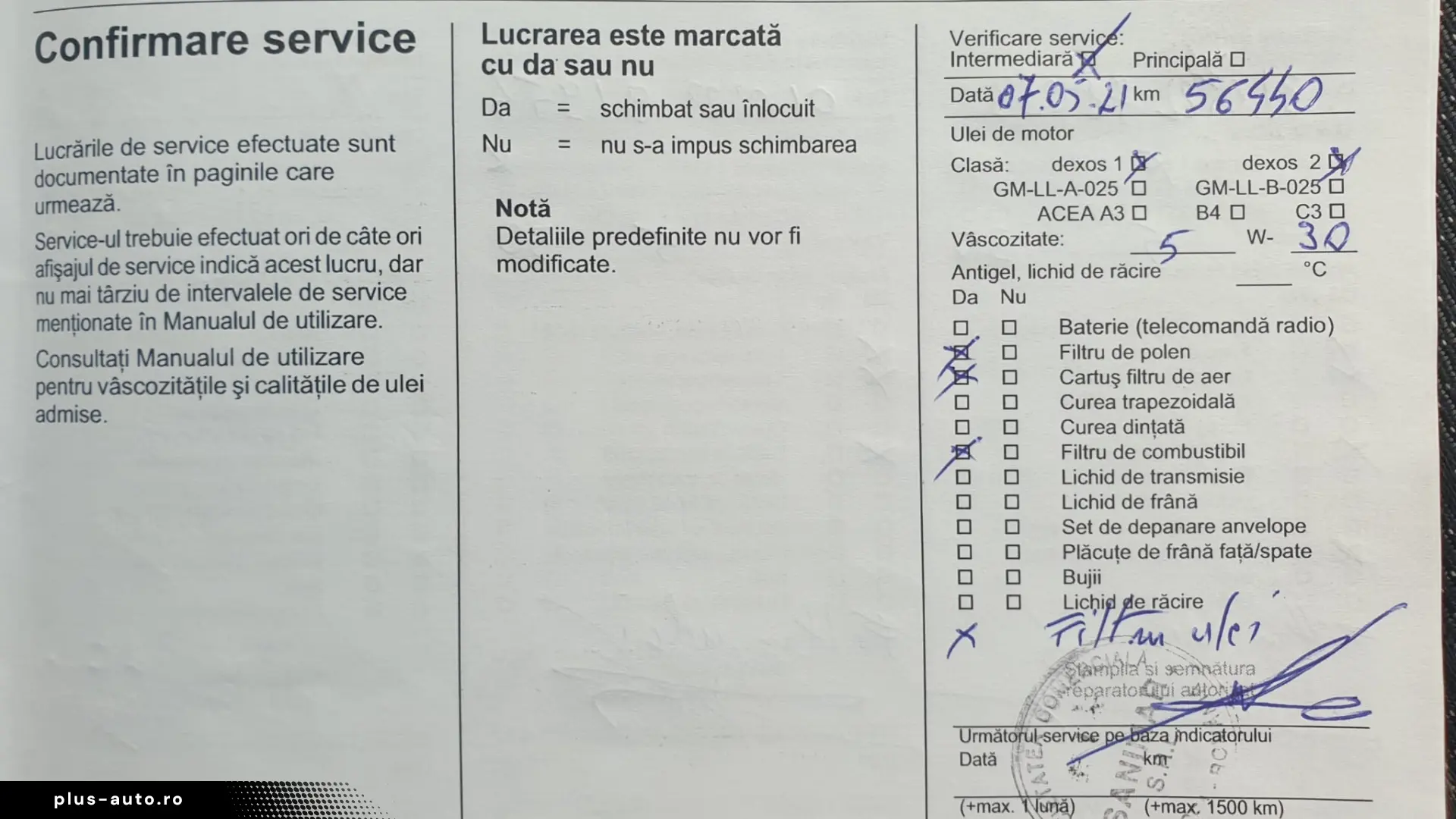 Opel Astra 2016 1.6 CDTI 110 CP Cosmo – Istoric Service
