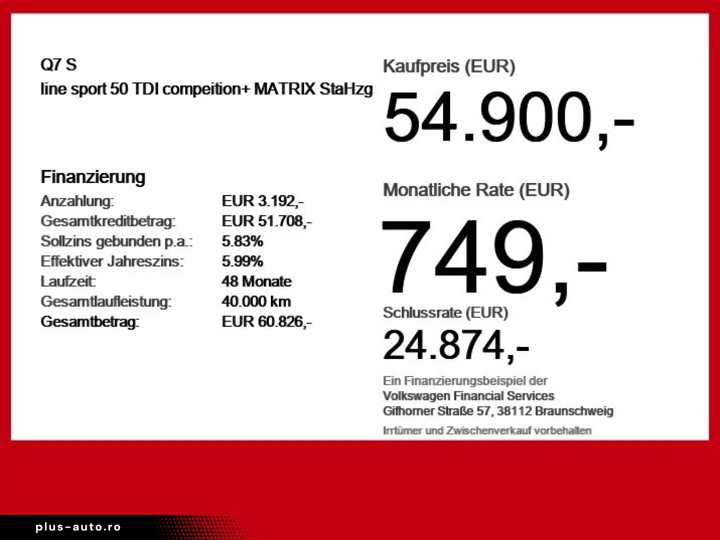 AUDI Q7 S line sport 50 TDI compeition  MATRIX StaHzg