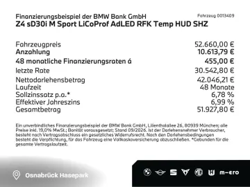 BMW Z4 sD30i M Sport LiCoProf AdLED RFK Temp HUD SHZ