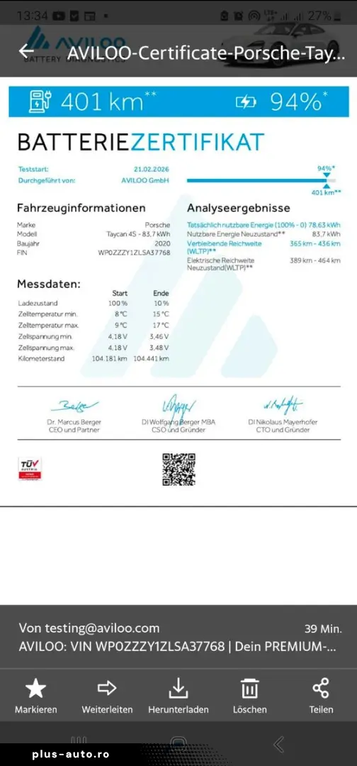 PORSCHE Taycan 4 S 420 KW   Panoramadach Allrad