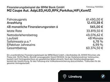 BMW M2 Coupe Aut. AdpLED HUD RFK ParkAss HiFi KomfZ