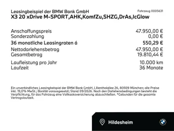 BMW X3 20 xDrive M-SPORT AHK KomfZu SHZG DrAs IcGlow