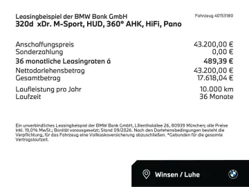 BMW 320d  xDr. M-Sport  HUD  360  AHK  HiFi  Pano