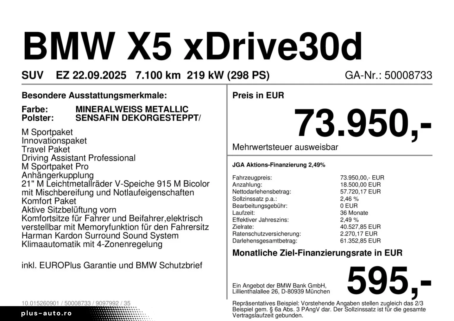 BMW X5 în leasing operațional MOOV