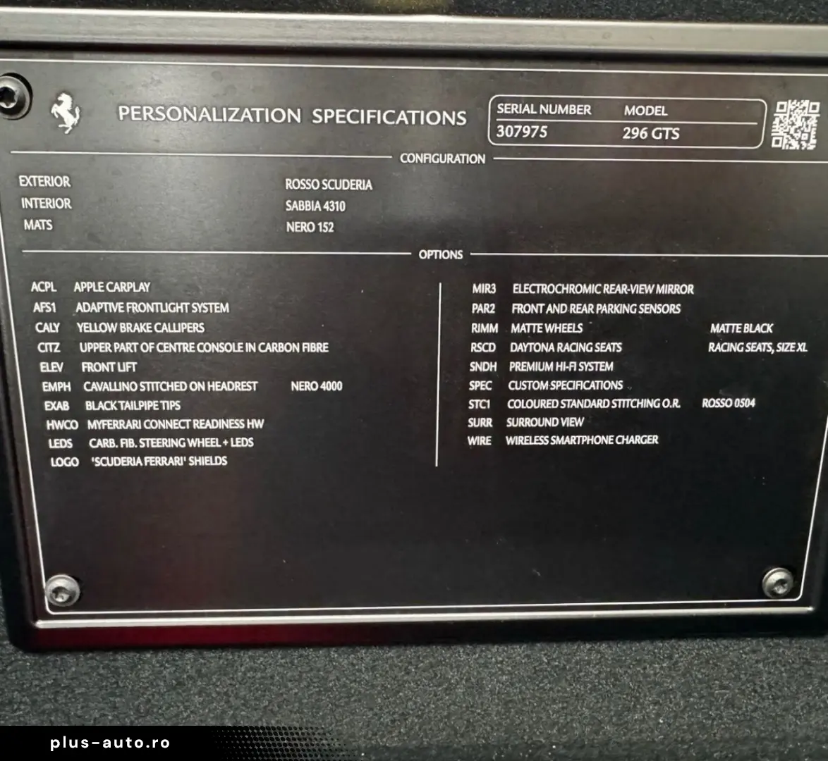 FERRARI 296 GTS Lift 360 FullPPF CarPlay 235k NET