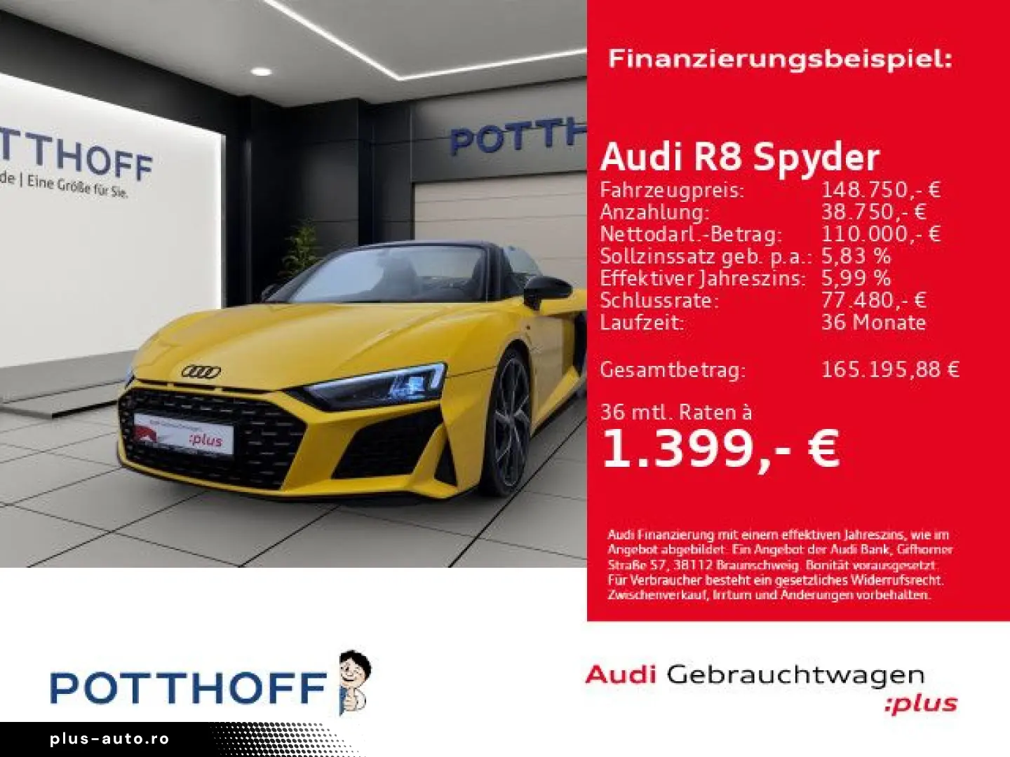 AUDI R8 Spyder V10 RWD PERFORMANCE B&O LM20 KAMERA NA