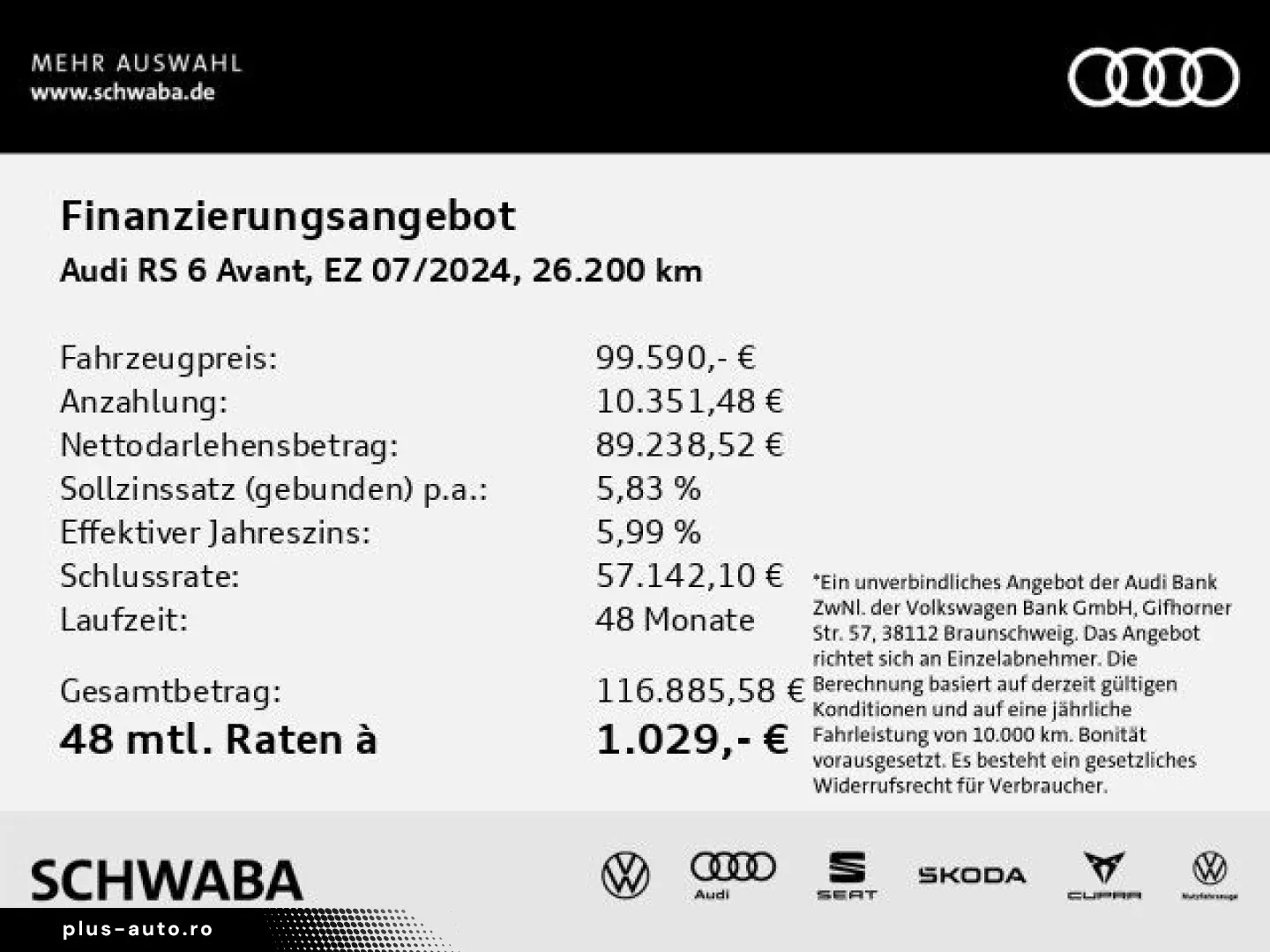 AUDI RS 6 Avant  V max 280 Allr.Lenk LUFT AHK 22
